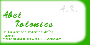 abel kolonics business card